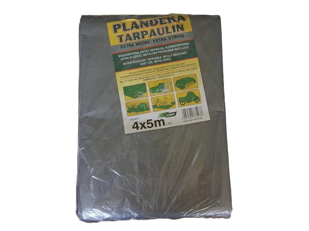 4 x 5 m Extra Strong GREY 110g/m2 Tarpaulin Ground Sheet with metal rings Covers Sunshading Hammock Tent Portable Waterproof Cover Cloth Car roof Lightweight For Outdoor Hiking Camping