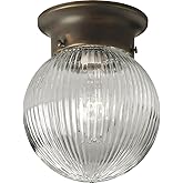 Progress Lighting 1-Light Glass Globe 6-3/8" Close-to-Ceiling, Indoor, P3599-20, Antique Bronze