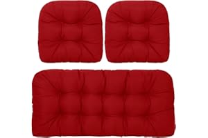 Focuprodu 3 Piece Set of Wicker Furniture Cushions. Thickened and Durable Patio Furniture Cushions, All-Weather Outdoor Furniture Cushions for Outdoor/Indoor Use (Vermillion)