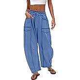 Nirovien Womens Barrel Sweatpants High Waisted Wide Leg Sweatpants Drawstring Lounge Baggy Pants Barrel Sweats