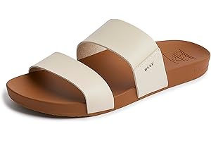 REEF Cushion Vista Women's Fashion Slide Sandal, Vegan Leather Strap, Ultra Soft Cushion Footbed