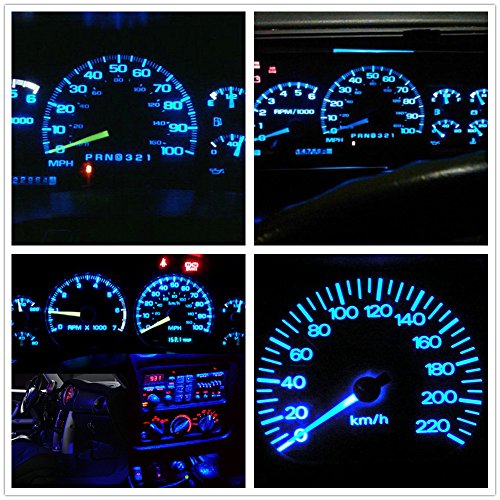 WLJH 10 Pack Ice Blue T5 LED Wedge Bulb 17 57 37 73 74 Canbus No Error Led Bulbs for Instrument Dashboard Gauge Light Speedometer Odometer Tachometer for Buick Cadillac