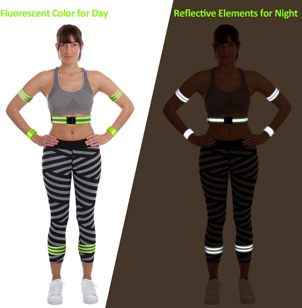 Vanmor High Visibility Reflective Bands for Wrist, Arm, Ankle, Leg. Reflective Running Gear for Men and Women, Safety Reflective Straps Bracelets for Night Running, Cycling, Walking. : Sports & Outdoors