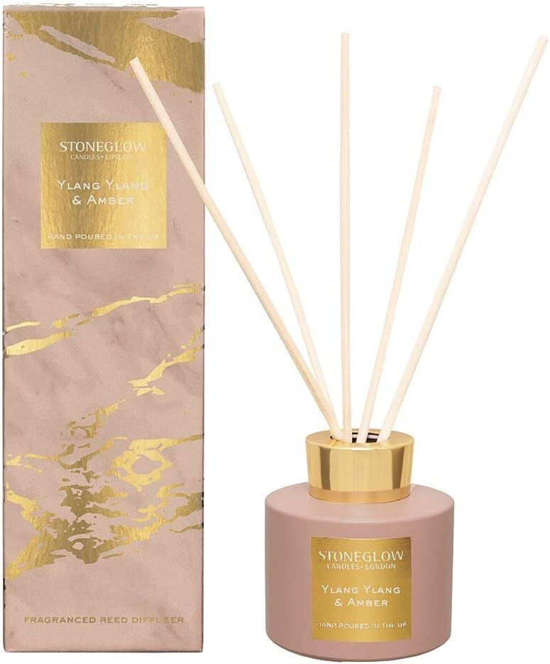 Stoneglow Luna Collection Ylang Ylang & Amber Scented Reed Diffuser 120ml, Ylang Ylang, Jasmine & Amber Fragrance