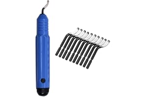 KORO-PRO Deburring Tool Kit, 10pcs Rotary Deburr Blades Set with Handle Debur Knife, Great Burr Remover Hand Tool for Wood/Plastic/Aluminum/Copper and Steel