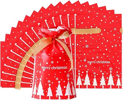 Drawstring Bags for Christmas,50 Pcs Christmas Treat Bag with