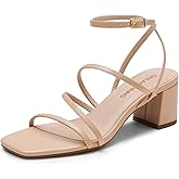 DREAM PAIRS Womens Block Heels 2 inch Strappy Square Toe Dressy Chunky Low Heeled Sandals for Party Wedding Evening