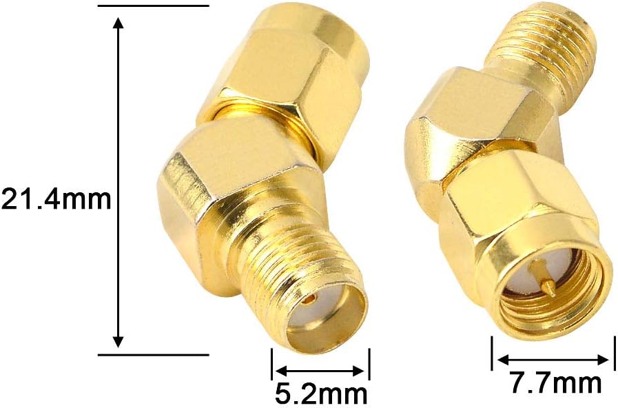 Pack of 2 RF FPV Antenna Adapter Connector SMA Male to Female 45 Degree Gold-Plated Adapter for WiFi Antenna Cable FPV Drone Fatshark Goggles - Image 3