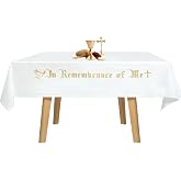 Large in Remembrance of Me Embroidery Altar Frontal Holy Communion Table Cloth Cover, 88.2x52 in Communion Table Cloths for Church for Gatherings Baptism Ceremonies (Gold Embroidery)