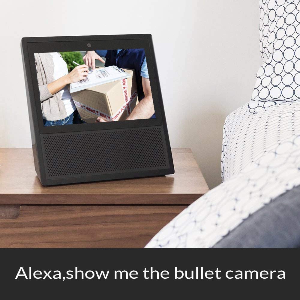 Netvue Telecamera di Sicurezza Esterno 1080P, compatibile con Alexa, impermeabile antipolvere fotocamera statica con visione notturna, telecamera di sorveglianza esterno per connessione LAN & WLAN