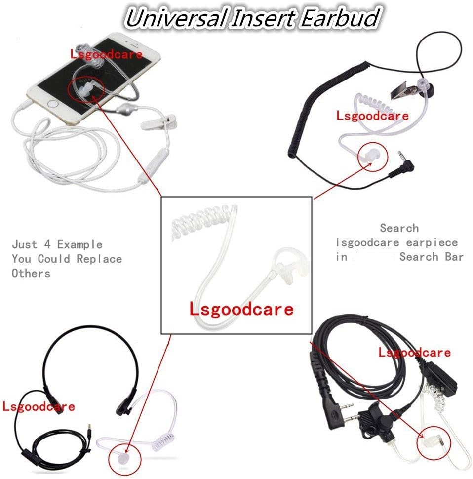 Ear Mold Ear Buds Clear, Lsgoodcare Silicone Insert Earmolded Earpiece Earbuds (Left and Right Ear) for 2 Way Acoustic Tube Radio, Soft Walkie Talkie Earmould Replacement (Medium+Large Size): Home Audio & Theater