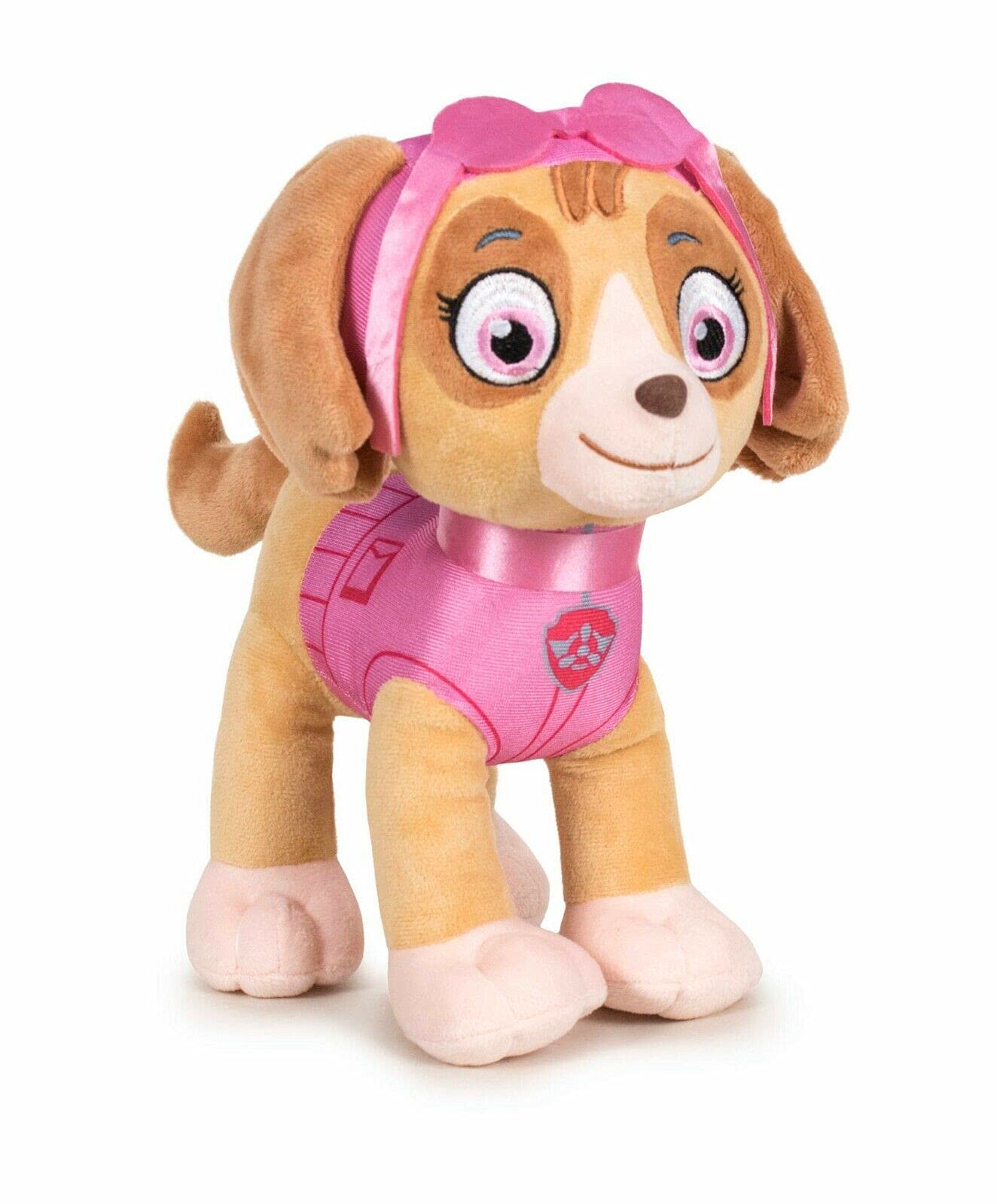 Dinotoys Paw Patrol Plush Dog Cuddly Toy Puppy, 19 cm Chase Marshall Rocky Rubble Sky Zuma Original Licensed Product for Children Gift Figures Soft Toy (Skye)
