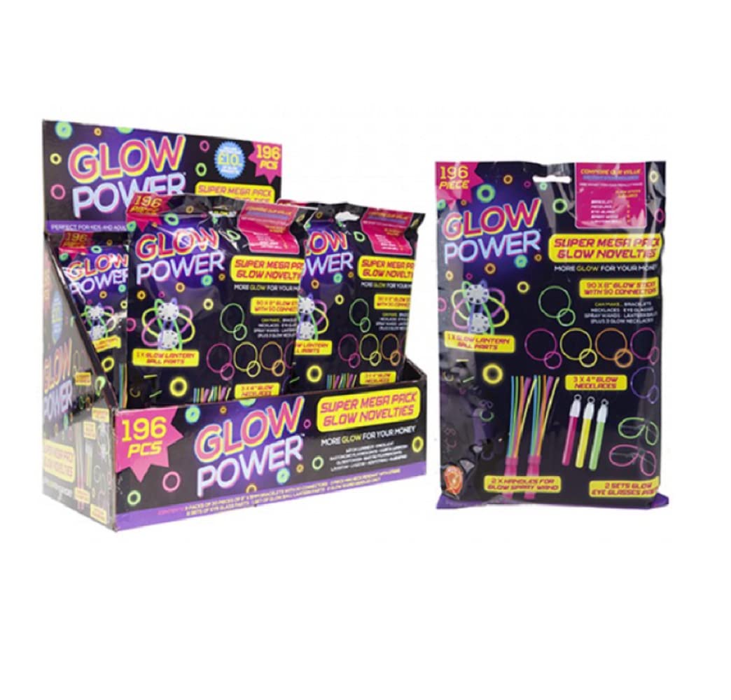 Glow in the Dark Mega Party Pack - Neon Glow Sticks - 196 Pieces