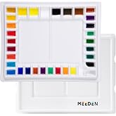 MEEDEN Ceramic Watercolor Palette: 33-Well Large Paint Palette with Lid | Empty Professional Porcelain Paint Palette with Lid for Watercolor Acrylic Gouache, 13.5 x 10.8 Inch Mixing Tray for Studio