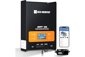 ECO-WORTHY 60A MPPT Solar Charge Controller Bluetooth, 12/24/36/48V Solar Panel Regulator for Lead-Acid/Lifepo4 Battery in Solar System RV