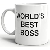 Yemona Worlds Best Boss Mug, 11 oz Ceramic Coffee Mug Ruggedness | Double‑Sided Print, Microwave &amp; Dishwasher Safe, BPA‑Free, Funny Office Gift for Boss Men Women Managers &amp; Coworkers