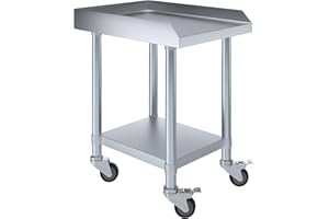 AmGood Stainless Steel Equipment Stand with Undershelf + Casters, Heavy Duty, Commercial Grade, NSF Certified (24" Width x 18" Length + Casters)