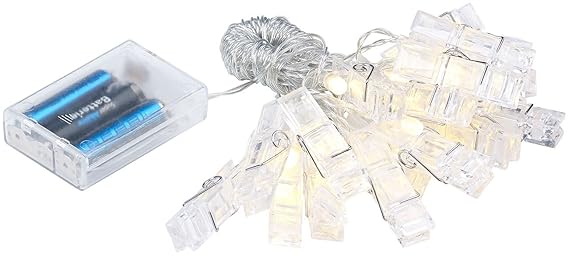 Lunartec Lichterkette Fotoclips: LED-Foto-Clips-Lichterkette mit 20 Klammern, batteriebetrieben, 6 m (LED Foto Clip Lichterke