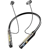 Kshttky Neckband Wireless Earbuds Around The Neck,Bluetooth V5.4 Headphones, 4-Driver Stereo Sound, 100 Hours Playtime, in-Ear with Mic for Sports, Fitness, Outdoor & Work (Black)
