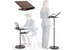 Haweah Lectern Podium Stand - Dual-Use Floor and Desktop Book Holder Stand, Height Adjustable Podium Lectern for Church, Weddings,Speech,Classroom-Black