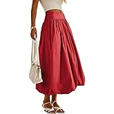 PDLCVD Summer Y2k Bubble Maxi Skirt for Women Casual Elastic Waist A Line Long SkirtRuffle Midi Skirt Sundress