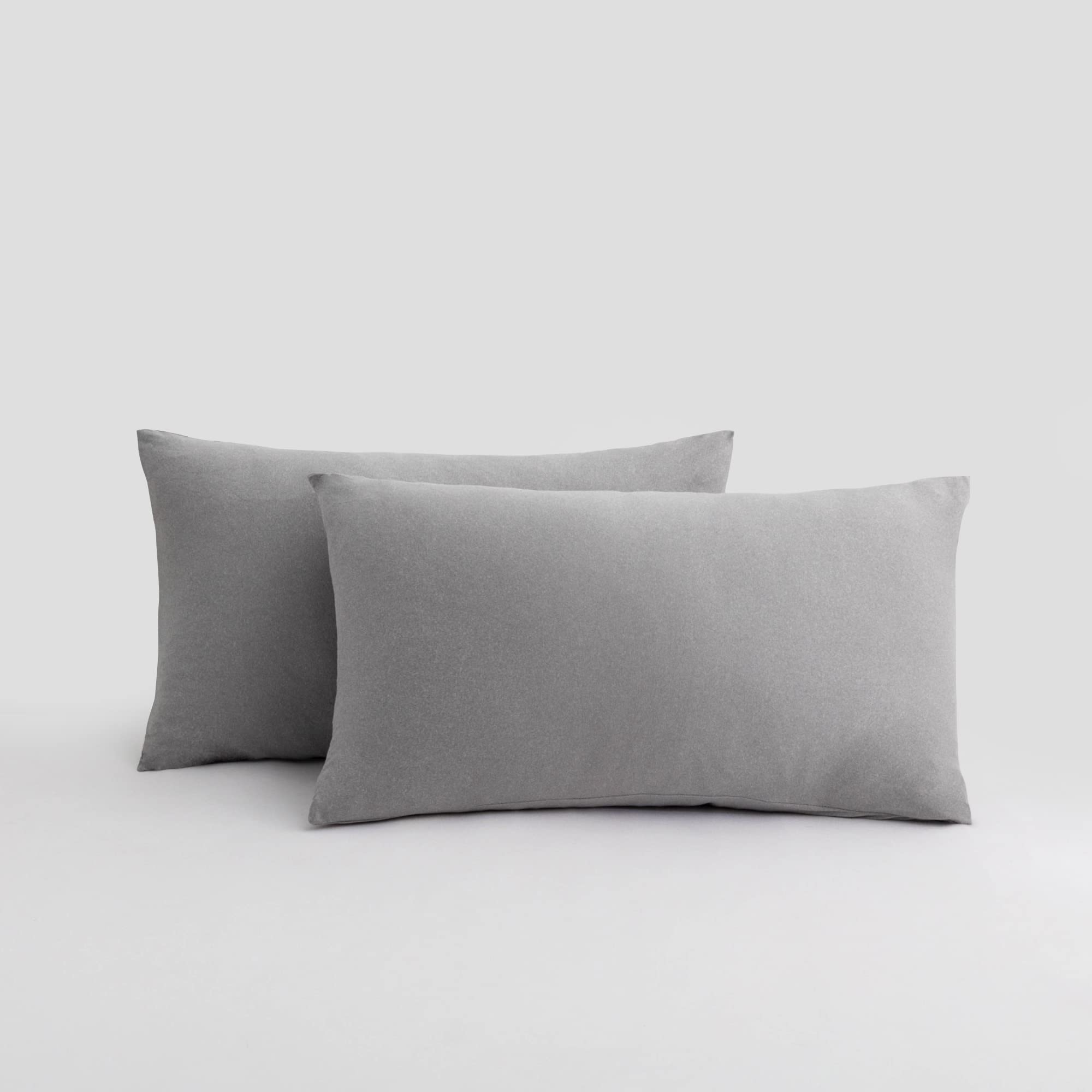 Photo 1 of 2-Pack Stretch Pillow Cases - Jersey Knit & Envelope Closure Pillowcases with Ultra Soft T-Shirt Like Polyester Blend - Suitable for Queen or Standard Size Set of 2, Light Heather Gray