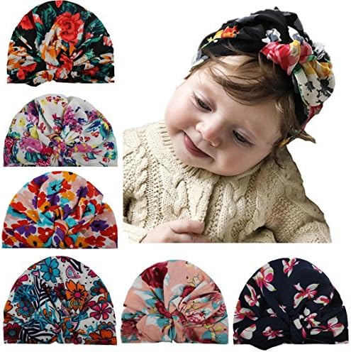 Newborn Baby Turban Headband Baby Infant Head Wrap Baby Shower Decorations Beanie with Bow