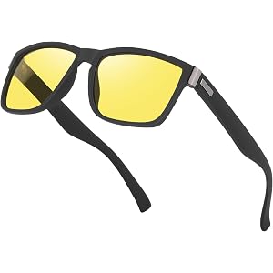 Ulknyss Polarised Night Driving Glasses Anti Glare Yellow Tinted Sunglasses for Men Women Driver Eyewear