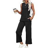 XIEERDUO Women's 2 Piece Outfits Summer Travel Tracksuit Loose Wide Leg Loungewear Comfy Lounge Sets S-3XL