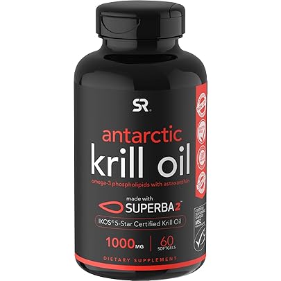 Antarctic Krill Oil (Double Strength) with Omega-3s EPA, DHA and Astaxanthin (60 Softgels - 1000mg)