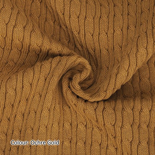 Neotrims Cable Twist Knit Fabric, Selvedge Edge 13 Colours, Knitted Sweater Style Cotton Feel Material. Superb cloth for Apparel, Accessories and to make Baby Wraps Blankets. 50-55cms wide with double the stretch width! Unique to Neotrims.