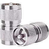 MOOKEERF 2PCS UHF Male Connector PL259 Male to Male Adapter Low Loss UHF Male PL-259 Connector