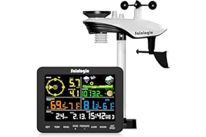 Sainlogic Weather Stations Wireless Indoor Outdoor SA6, Weather Station with Rain Gauge and Wind Speed, Weather Forecast, Temperature, Air Pressure, Humidity, Moon Phase, Alarm Clock(No WiFi)