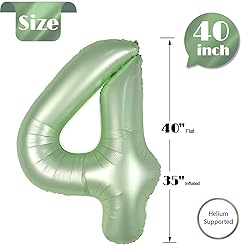 Oliver Green Number 4 Balloon 40 Inch, 4 Balloon