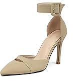 GATUXUS Women's Stiletto High Heels Pumps Pointed Toe Ankle Strap Dress Sexy Sandals Shoes for Wedding Party
