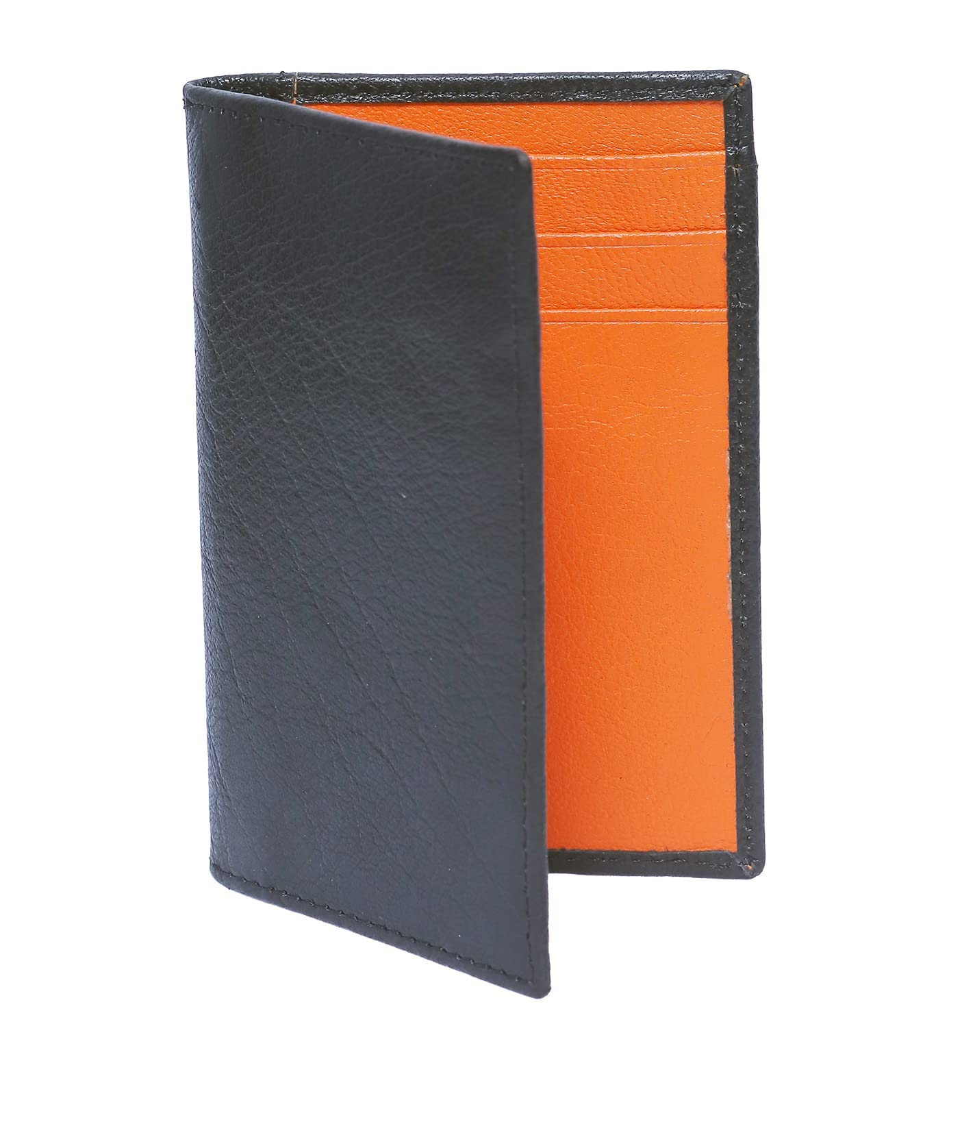 diodoro Men Women Leather Credit Card Holder Wallet, 9 Card Slots, Super Slim, Small Compact Minimalist RFID Blocking Ideal for Travel - Orange