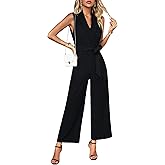 Spicy Sandia Womens Dressy Jumpsuits Sleeveless V Neck Formal Romper Elegant One Piece Jumper Summer Business Work Outfits