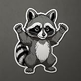 Rocking Raccoon Sticker, Funny Raccoon Cute Car Decal, 2 inches, Waterproof Sticker, Decal Car Laptop, Wall Window Bumper Sticker (Raccoon 42)