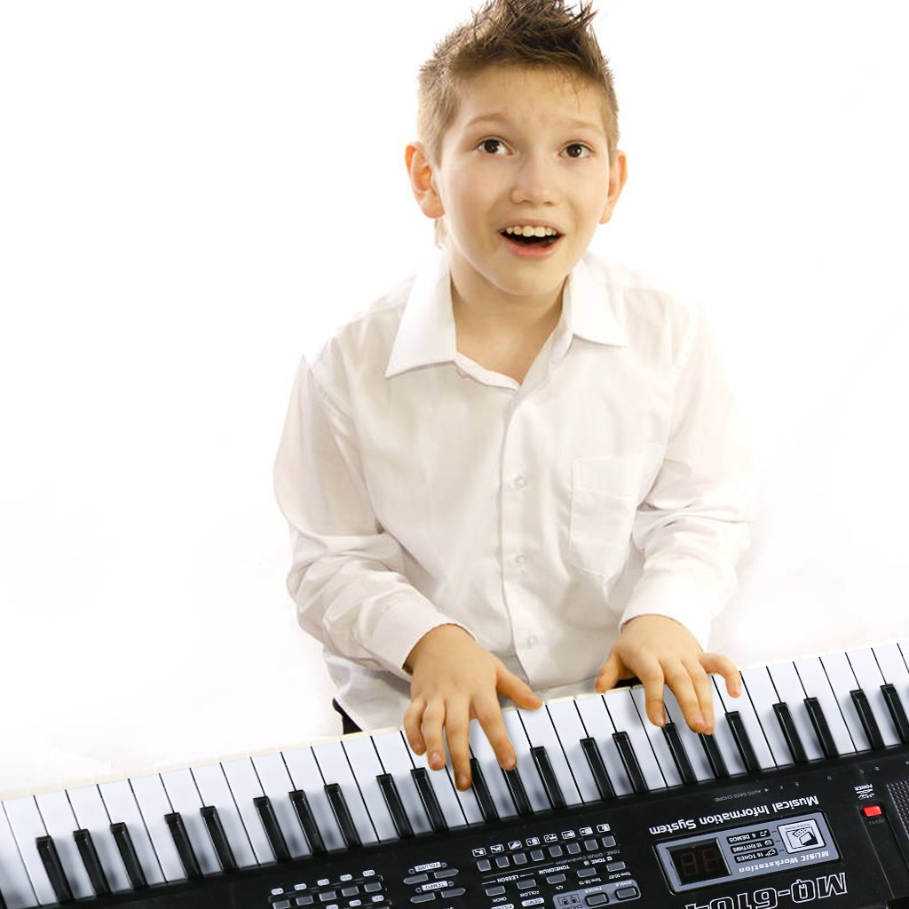 Multifunktions 61 Mini-Tasten Musik Klaviertastatur Tragbare Elektronische Musikinstrument mit Mikrofon Für Kinder Geschenk,ideal für Kinder und Einsteiger,umfangreiche Lernfunktion