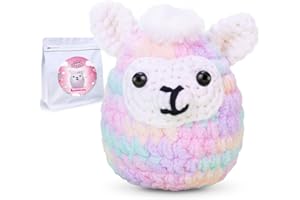 NestledCrafts Amigurumi Crochet Kit for Beginners Kids and Adults, Learn to Crochet Kits for Beginner with Easy Yarn, Stuffed Crochet Animal Kit with Step-by-Step Video Tutorials, Lovely Sheep - Llama