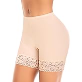 Werena Slip Shorts for Under Dresses Women Seamless Anti Chafing Underwear Panties Mid Thigh Boyshorts Lace Under Shorts