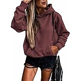 SHEWIN Women's Casual Hoodies Long Sleeve Solid Lightweight Pullover Tops Loose Sweatshirt with Pocket