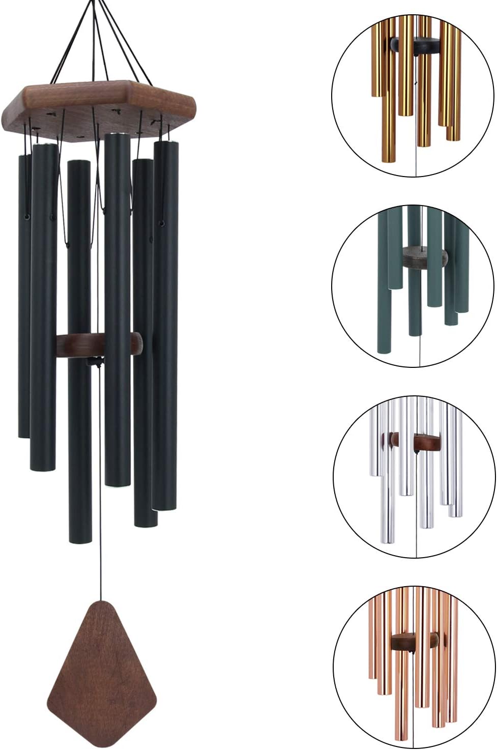 ASTARIN Memorial Wind Chimes Outdoor Large Deep Tone, 30 Inch Wind Chime Outdoor, Sympathy Wind-Chime Personalized with 6 Tuned Tubes, Elegant Chime for Garden Patio Balcony and Home Matte Black : Garden & Outdoor