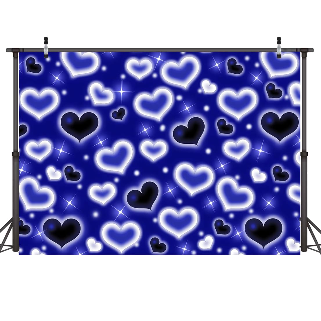 Photo 1 of Dudaacvt 7X5FT Blue Heart Photo Backdrop 90s Backdrops for Photoshoot Valentine's Day Backdrop Women Men Happy Birthday Photography Background Banner Photo Booth Studio Props D728