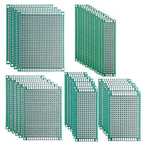 Kissbuty 40Pcs Double Sided PCB Board Prototype Kit for DIY Soldering and Electronic DIY Projects with 5 Sizes