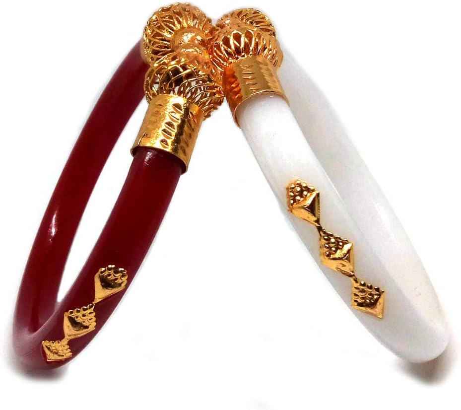 TANVI J Acrylic Gold-Plated Pola Bangle Set (Set of 2)