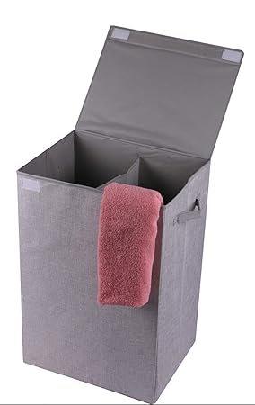 Escara Wäschekorb mit Deckel und 2 Korbe | Wäscheständer Faltbar | Wäschesammler | Wäschesack fur ins Badezimmer | Wäschebox