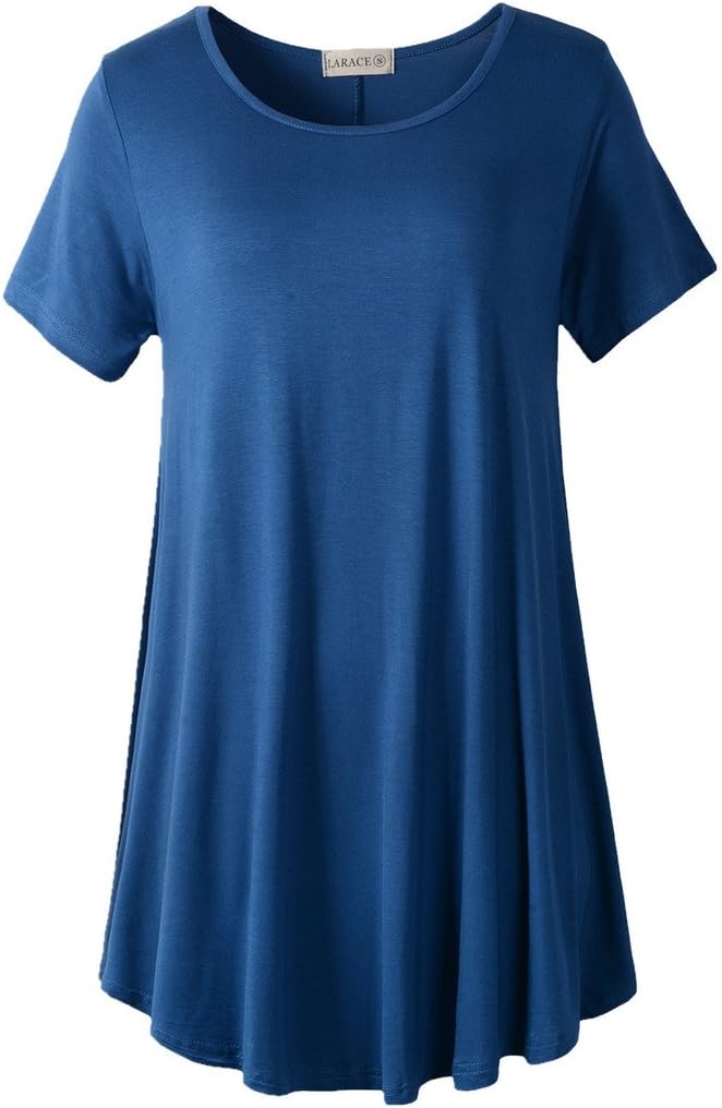LARACEPlus Size Tops for Women Short Sleeve Shirts Casual Summer Clothes Round Neck Tunics for Leggings