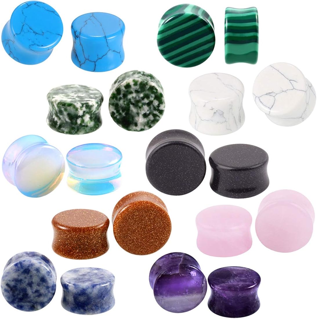 AllRing 1 Pair of Stone Ear Plugs Natural Beautiful Stone Ear Plugs