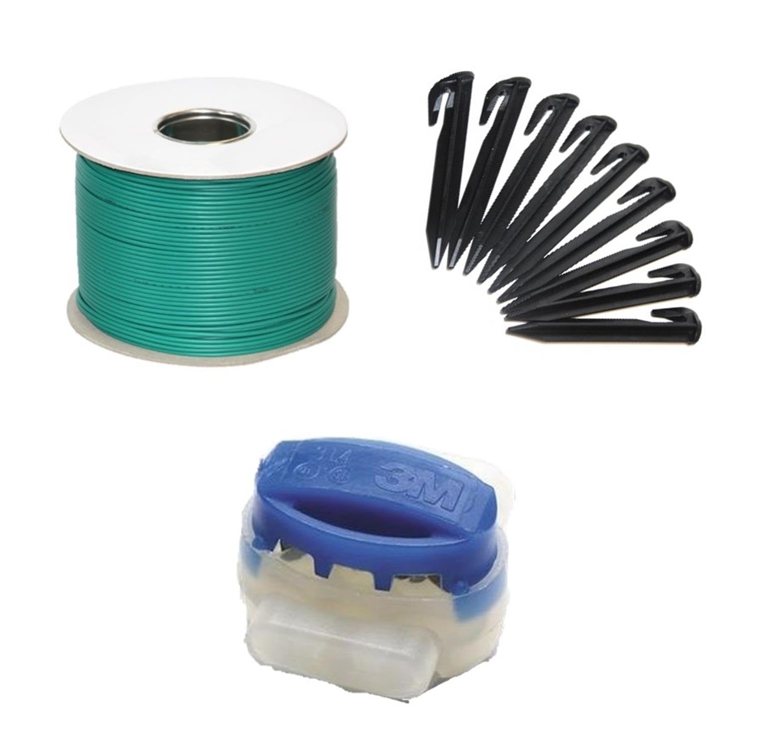 G greengrass tools Lawn robot mowing area extension set cable hook connectors perimeter wire ground pegs clamps - compatible with Yard-Force Husqvarna Automower Gardena Worx, Set:50m+50H+6V